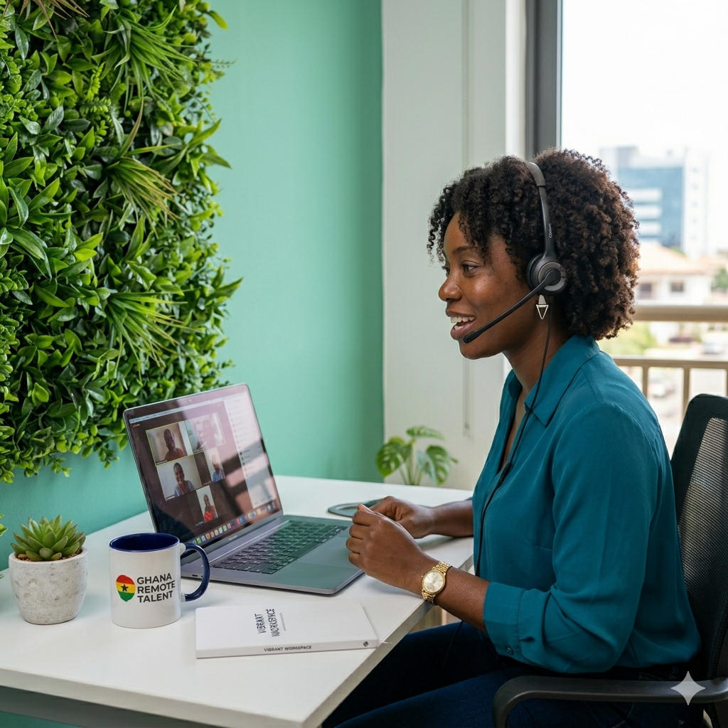 MeridianHire customer support specialist working remotely from Accra